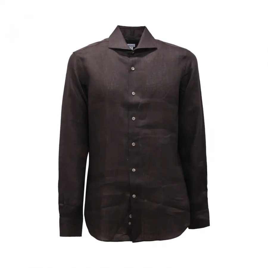 4837AT camicia uomo ORIAN SLIM FIT man linen shirt black