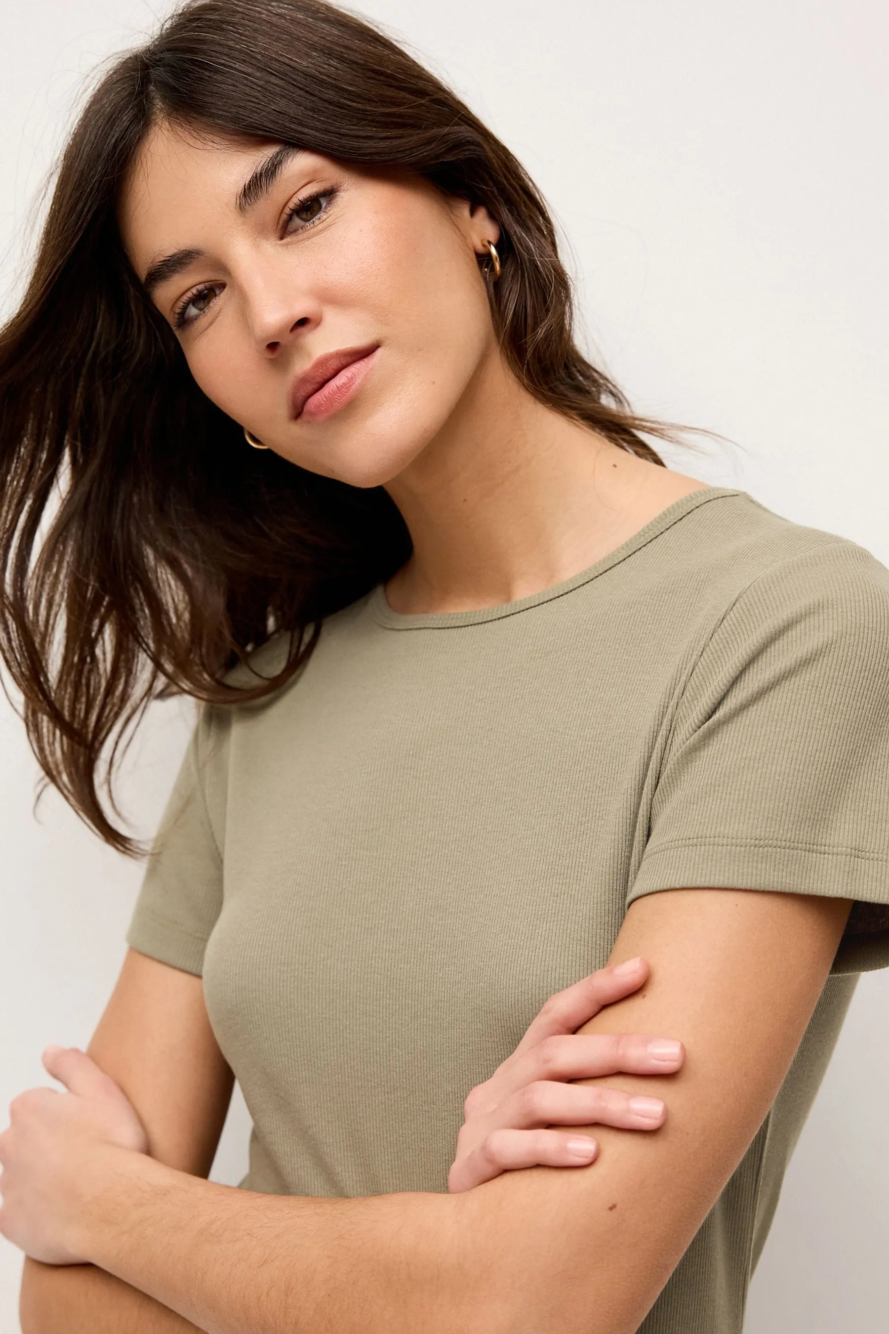 Abito maxi a colonna a T-shirt a coste con spacco