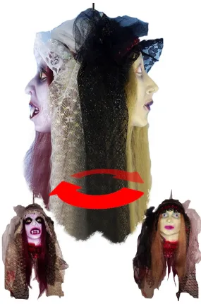 Decorazione Halloween da appendere testa doppia sposa cadavere e vampira