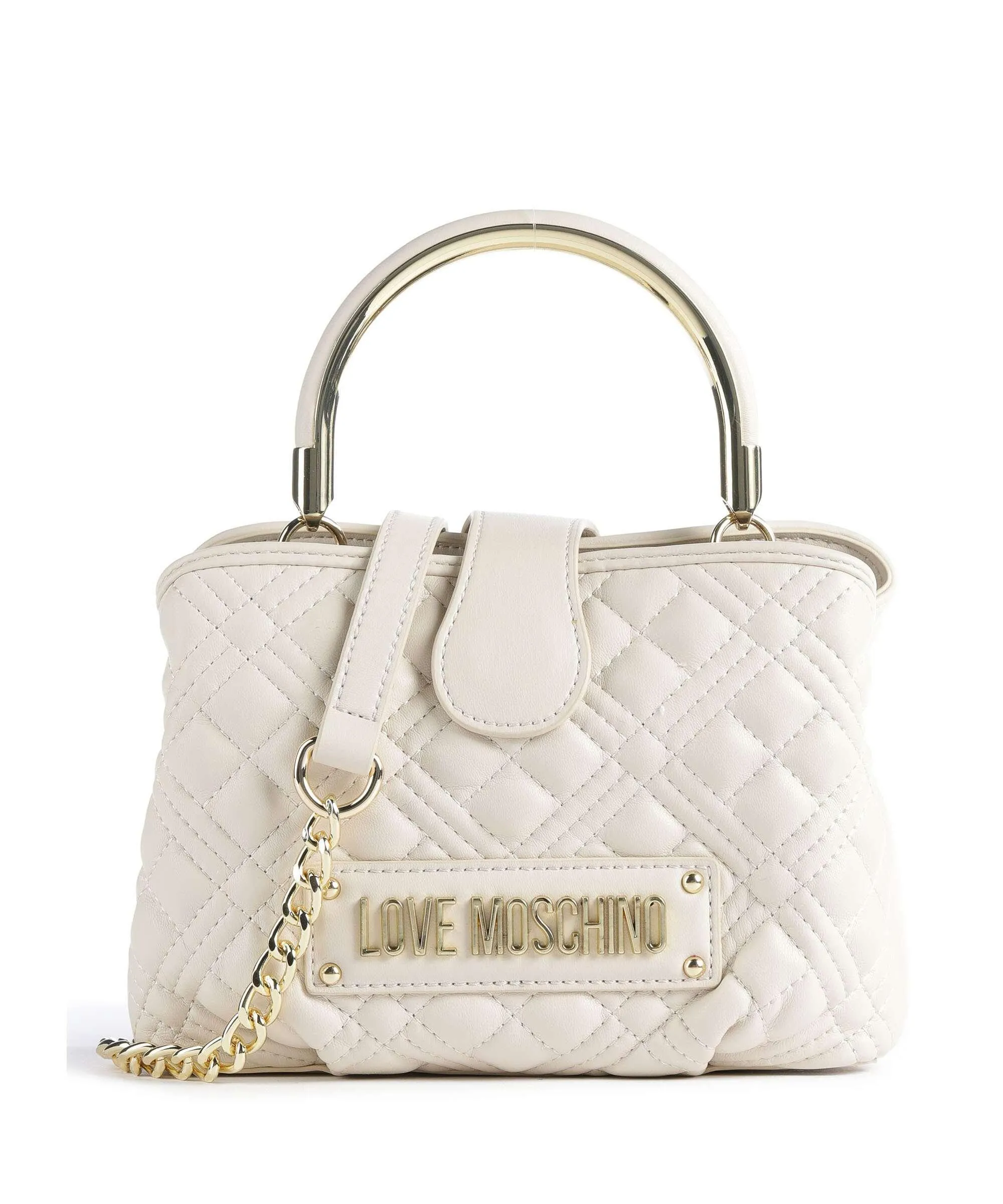  Love Moschino Quilted Borsa a tracolla pelle sintetica avorio  